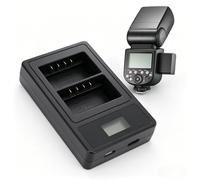 LICAEVEY Caricabatteria per Flash Fotocamera VB26 VB26B VB30, Display LCD Caricatore Doppio USB Veloce con Protezione Intelligente, per unità Flash Fotocamera V1 V850III V860III MF R76