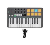LICAEVEY Controller Tastiera MIDI a 25 Tasti, Controller Pad MIDI con Tasti Sensibili Alla velocità e Funzione Accordo, Wireless BT con Ricevitori per la Produzione (BLACK)