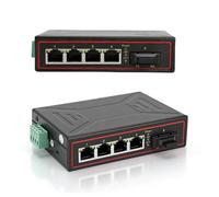 LICAEVEY Convertitore Multimediale da Fibra a Ethernet a 4 Porte, 1 Slot Ottico SFP Switch Industriale RJ45 da 10.100 M, Montaggio su Guida Din Plug and Play per Espansione di Rete