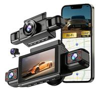 LICAEVEY Dash Cam a 4 Vie Anteriore Interno Posteriore, Dash Cam WiFi 2K HD con Schermo da 3" e Scheda da 64 GB, Telecamera per Auto a 4 Canali con Grandangolo, Modalità Parcheggio