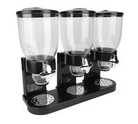 LICAEVEY Dispenser Triplo per Cereali, Dispenser Multifunzionale per Alimenti Secchi da Banco con 3 Scomparti, Contenitore per Cereali e Muesli, Caramelle, Noci, per (BLACK)