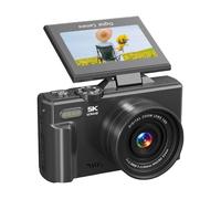 LICAEVEY Fotocamera Digitale, Fotocamera per Vlogging 5K da 75 MP per Creatori di Contenuti, Videoconferenze di Viaggio, Zoom Digitale 18x Webcam WiFi con Schermo Ribaltabile a 180° da 3 (Black)
