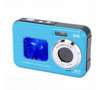 LICAEVEY Fotocamera Subacquea 5K, Fotocamera Digitale Impermeabile a Doppio Schermo con Messa a Fuoco Automatica da 48 MP con Scheda da 32 GB, Luce di Riempimento per Snorkeling, Nuoto, (Blue)