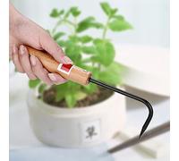LICAEVEY Gancio per Radice Bonsai in Ferro, Faggio, Manico Ergonomico in Legno, Strumento per Allentare il Terreno per Districare le Radici, Rastrello da Giardinaggio per il Rinvaso degli Alberi,