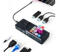 LICAEVEY Hub Docking Station USB con Schermo LCD Touch Control, Adattatore Multiporta 8 in 1, Ricarica Rapida PD 100 W, HDTV 4K 3840x2160, Ethernet RJ45, USB 3.0 per Laptop