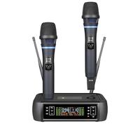 LICAEVEY Kit microfono wireless per karaoke, doppio microfono palmare UHF con portata di 60 metri e indicatore LED, set completo per feste di matrimonio e palchi