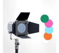 LICAEVEY Kit per Porte della Stalla di mini Bowe Mount: Barndoor a 4 Foglie con Griglia a Nido D'ape a 30 ° e Filtri Gel a 4 Colori (blu, Verde, Arancione, viola) per un Riflettore Standard