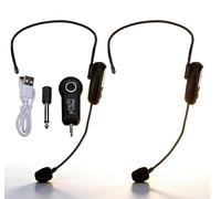 LICAEVEY Microfonico con Cuffia Wireless, Portata 2.4G UHF 50 M con 6 Ore, Doppia Spina da 3,5 Mm 6,35 Mm per Altoparlante Amplificatore Vocale, Portatile per Insegnare Alla Guida (1 per 2)