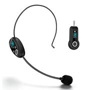 LICAEVEY Microfonico con Cuffia Wireless, Portata 2.4G UHF 50 M con 6 Ore, Doppia Spina da 3,5 Mm 6,35 Mm per Altoparlante Amplificatore Vocale, Portatile per Insegnare Alla Guida (1 per 1)