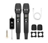 LICAEVEY Microfonico Wireless Portatile Doppio con Ricevitore Ricaricabile, Set Microfono Karaoke Bluetooth per Canto, Streaming Live, Riunioni