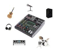 LICAEVEY Mixer Audio a 4 Canali, Console di Missaggio Bluetooth con Processore di Segnale Digitale a 99 Bit Ed Equalizzatore a 7 Bande per la Registrazione Dal del Karaoke (Spina europea)