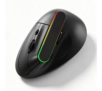 LICAEVEY Mouse Verticale, Mouse Ergonomico Wireless Bluetooth 5.2 2.4G con Luce RGB 6 Pulsanti 800 1200 1600 DPI, per PC Laptop Mac Vince Android (BLACK)