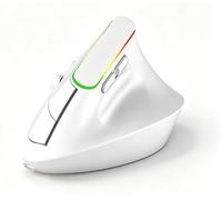 LICAEVEY Mouse Verticale per PC Portatile Vince Android, Mouse Ergonomico Wireless Bluetooth 5.2 2.4G con Luce RGB 800 1200 1600 DPI 6 Pulsanti Silenzioso (WHITE)