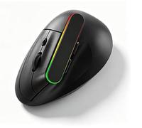 LICAEVEY Mouse Verticale per PC Portatile Vince Android, Mouse Ergonomico Wireless Bluetooth 5.2 2.4G con Luce RGB 800 1200 1600 DPI 6 Pulsanti Silenzioso (BLACK)