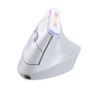 LICAEVEY Mouse Verticale per PC Portatile Vince Android OS X, Mouse Ergonomico Wireless BT 5.2 2.4G con Luce RGB 800 1200 1600 DPI 6 Pulsanti Silenzioso (WHITE)