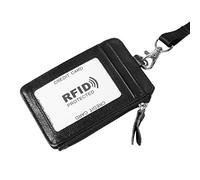 LICAEVEY Porta Carte di Credito in Pelle di Vacchetta Nera con Blocco con Design Diviso per Strati per Risparmiare Spazio per Uomini e Donne