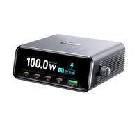 LICAEVEY Stazione di Ricarica Rapida da 265 W A 5 Porte, 4 USB C e 1 USB A Caricatore da Tavolo con Display Smart Power da 2,3 Pollici, per Tablet Portatile OS X Telefono Android (Spina europea)