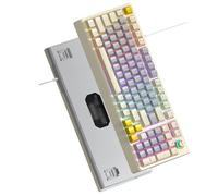 LICAEVEY Tastiera da Gioco Meccanica RGB, T-WOLF T50 Interruttore Blu Sostituibile a Caldo a 98 Tasti Retroilluminazione Dinamica Design Ergonomico per Lavoro su Computer PC (Beige Grigio Giallo)