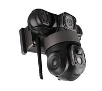 LICAEVEY Telecamera di Sicurezza Wireless Solare con Tripla Lente per V380 PRO 3240x1920, Tripla Lente Senza Punti Ciechi, Rotazione PTZ 2MP HD, Conversazione Bidirezionale IP66,
