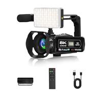 LICAEVEY Videocamera 8K Videocamera HD da 64 MP, Registratore con Zoom Digitale 18x con Luce di Riempimento Touchscreen da 3,0 Pollici per Vlogging Creazione di Contenuti YouTube