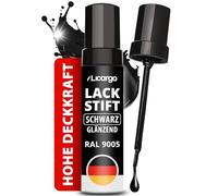 LICARGO® Penna per ritocco nero lucido - Alta opacità - Per riparare scheggiature e graffi - Penna per ritocco auto nera - basta una sola applicazione, 12 ml