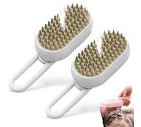 Licca Pet Hair Remover, 3-In-1 Self-Cleaning Steam Pet Brush, for Dogs Cats, Removes Tangled and Loose (White*2)
