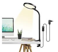 Licchily lampada LED da scrivania con pinza, lampada in lega di zinco collo flessibile in silicone, lampada con braccio regolabile protegge la vista, 580LM/3000K/6W/100-240V-LED, lunghezza: 35cm