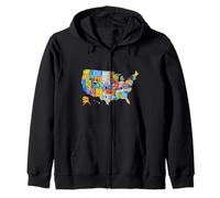 License Plate American Flag US Map Art American Map Shirt Felpa con Cappuccio
