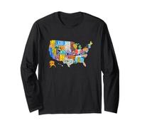License Plate American Flag US Map Art American Map Shirt Maglia a Manica