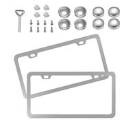 License Plate Bracket - Car License Plate Frame, Stainless Steel With Screw Cap | Front Rear Licenses Plates Frames For Truck RV SUV Commuting Urban Touring Daily Driving Family Outings Short Trips