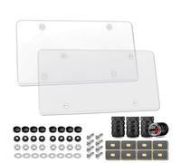License Plate Covers - Durable Weather-Resistant Protector for Cars, Trucks & Motorcycles, Clear Anti-Fade Shield, Easy Installation Frame (12.9x6.6x1.2in,With Valve Caps,Clear)
