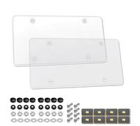 License Plate Covers - Durable Weather-Resistant Protector for Cars, Trucks & Motorcycles, Clear Anti-Fade Shield, Easy Installation Frame (12.9x6.6x1.2in,No Valve Caps,Clear)