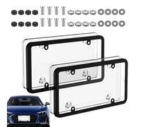 License Plate Protective Cover - 2 Pieces Exterior Front Rear Covers Screw
