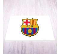 Licensed Décor FC Barcelona - Tappetino piccolo (70 cm (larghezza) x 100 cm (altezza), con stemma colorato su sfondo bianco