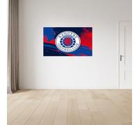 Licensed Décor Rangers Football Club, adesivi da parete in vinile, grande (130 cm (larghezza) x 80 cm (altezza) - stemma a colori su sfondo testurizzato