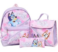 Licenza Ufficiale Bluey Rosa Ragazze Zaino Set 3 Pezzi Scuola Borsa Pranzo Borsa