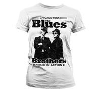 Licenza Ufficiale blus Brothers - Chicago 1980 Maglietta da Donna (Bianca), Small