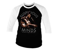 Licenza Ufficiale Elvis Presley - Suspicious Minds 3/4 Baseball Manica T-Shirt