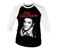 Licenza Ufficiale Elvis Presley - Viva Las Vegas 3/4 Baseball Manica T-Shirt