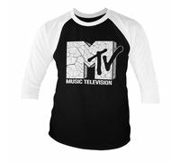 Licenza Ufficiale MTV Incrinato Logo Baseball 3/4 Maniche T-SHIRT S-XXL Taglie