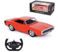 Licenza ufficiale RC 1970 Dodge Charger RT, scala 1:16, telecomando con effetti sonori, luci LED, sospensioni indipendenti, interno dettagliato, rosso