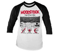 Licenza Ufficiale Woodstock - 3 Giorno Biglietto Baseball Maniche
