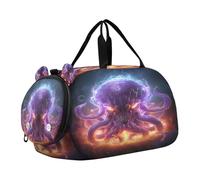 Licenziato Polpo Arrabbiato Borsa Sportiva da Nuoto e Palestra con Scomparto per Scarpe Borsa da Viaggio per Il Fine Settimana Borsone per Ragazzi