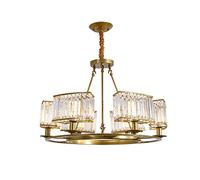 LiChA Modern European Chandelier Crystal Wrought Iron Ceiling Lamp Atmosphere Ceiling Light Bedroom Dining Room Living Room Restaurant Pendant Light-Golden 6-Light