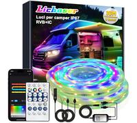 Lichaser Striscia di luci LED per camper impermeabile IP67, luce per camper 12V RGB+IC con APP e telecomando, illuminazione per camper interna ed esterna per tenda da sole, tende da camper (10m)