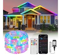 Lichaser Striscia LED Esterno Impermeabile IP68 RGB+IC con Alimentatore e Telecomando Bluetooth 2.4G, fai da te, Controllo Segmentato Adatto per Cortili, Terrazze, Piscine, Esterni da Giardino (50m)