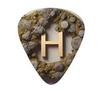 Lichen Monogram Wzywhj Prints - Plettri per chitarra in ABS, facili da impugnare, per basso, ukulele, chitarra acustica o elettrica