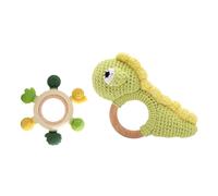 LICHENGTAI Giocattolo Sonaglio Neonati in Legno Set di Massaggia Gengive per Neonati Sonagli Sensoriali Neonato con Anello Massaggiagengive per Bambini