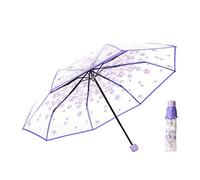 LICHENGTAI Ombrello Pieghevole Ombrello con Fiori di Ciliegio Ombrello da Pioggia Trasparente Ombrello da Viaggio Antivento Ombrello Romantico Ombrello Portatile Antivento per Bambini Adulto Donna