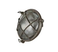 Licht-Erlebnisse Applique per esterni in ottone rotondo IP64 per esterni marittimo nero antico resistente alle intemperie luce esterna per esterni porta anteriore patio